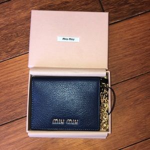 Authentic Miu Miu card wallet with gold chain